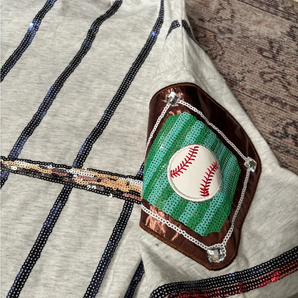 QUEEN OF SPARKLES Baseball Graphic Tee - Gray - Picture 3 of 4